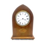 Wind up inlaid mantle clock, with key, untested made in france