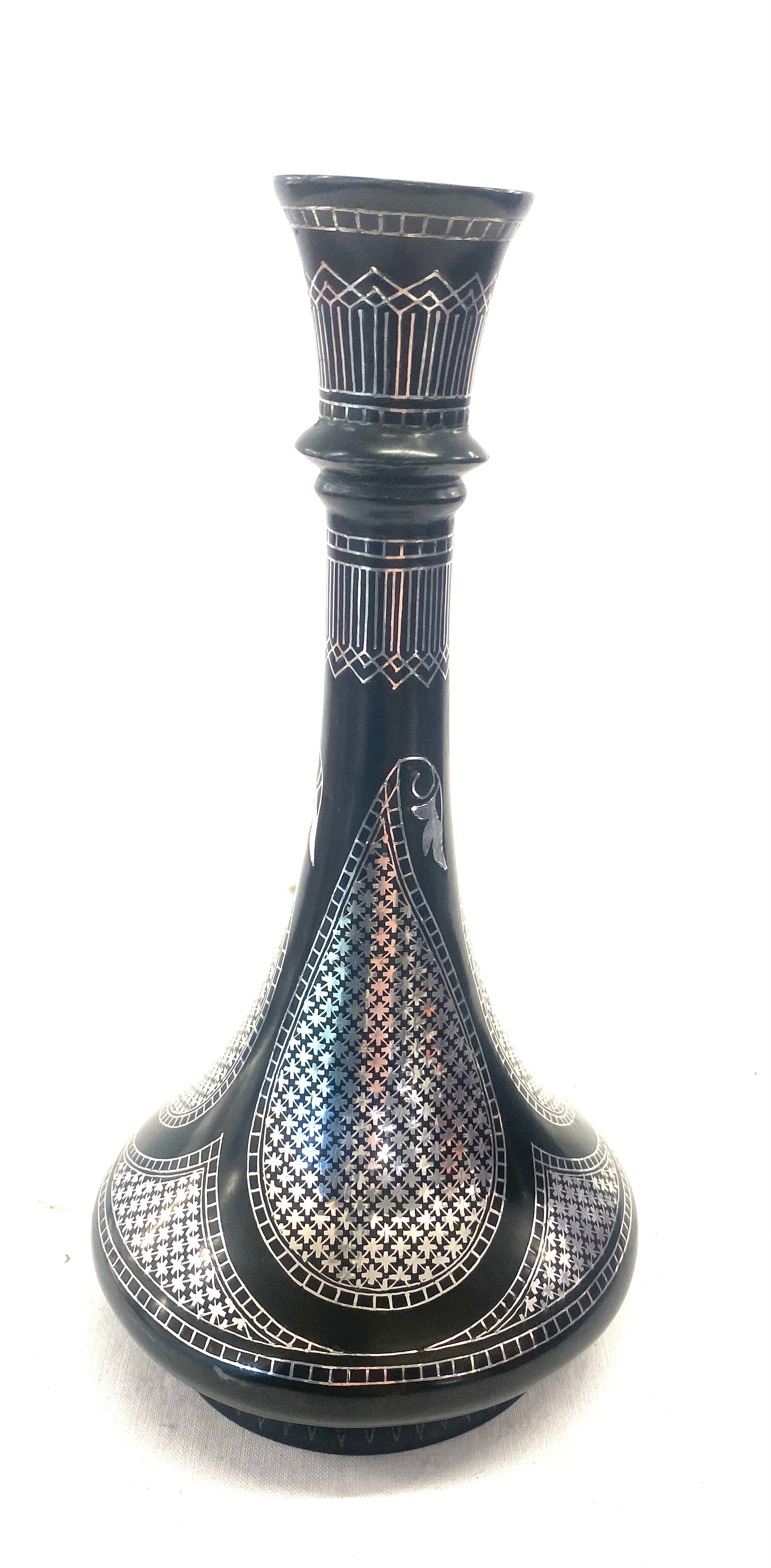 Oriental silver overlay vase, height approx 9 inches - Image 3 of 3