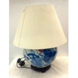 Oriental lamp and shade, untested, lamp measures approx 12 inches tall by 12 inches wide