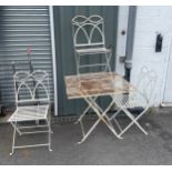 Out door metal table and 3 folding chairs