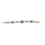 Arts and crafts style silver and turquoise bracelet marked sil