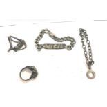 Selection of silver jewellery includes 2 novelty rings, Thomas Sabo Bracelet etc