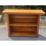 Teak two shelf bookcase measures approx 31.5 tall, 45 inches wide and 16 inches depth