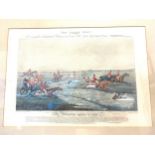 Framed hunting scene print "The Quorn `hunt" Plate VII frame measures approx 32 inches wide 25