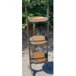 Mahogany folding cake stand, approximate height 34.5 inches