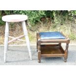 Vintage footstool, Wooden vintage kitchen stool