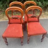 Four Victorian Ball back chairs