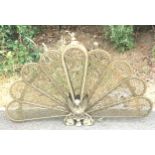 Vintage Brass Peacock firescreen, approximate height 25 inches, width when fanned out 38 inches
