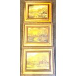 3 Signed wooden framed oil paintings on canvas, overall frame measurements: 23.5 by 19 inches