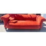 Victorian Chesterfield couch, approximate measurements: Length 82 inches, Height 29 inches, Depth