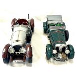 2 Vintage tin Bugatti model cars, approximate length of each vehicle is 14 inches