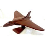 Handcrafted Avro Vulcan mahogany wood desktop airplane model, ( Wingspan: 16-18 inches), good