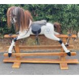 Vintage childrens wooden rocking horse, ear is damaged, approximate measurements: Height 42