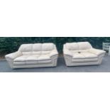 Cream Leather 3 seater and 2 seater sofa