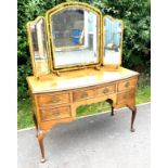 Burr walnut queen Anne dressing table measures approx 60 inches tall 46 inches wide 22 inches depth