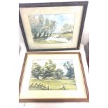 2 Vintage framed paintings by Yvonne Barbara Ksinico each measures approx 55.5 cm by 45.5 cm