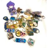 Large selection of assorted novelty key rings