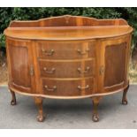 Vintage two door three drawer ball and claw sideboard with key measures approx 41.5 inches high by