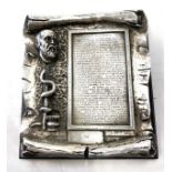Silver plated with 999 fine silver Greek Hippocratic oath medicine plaque, mounted on a wooden frame