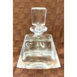 Large over sized Bohemian glass scent bottle clear marks to base measures approx 9inches tall 7