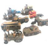 Selection of novelty pencil sharpeners includes tank, boat, trains etc