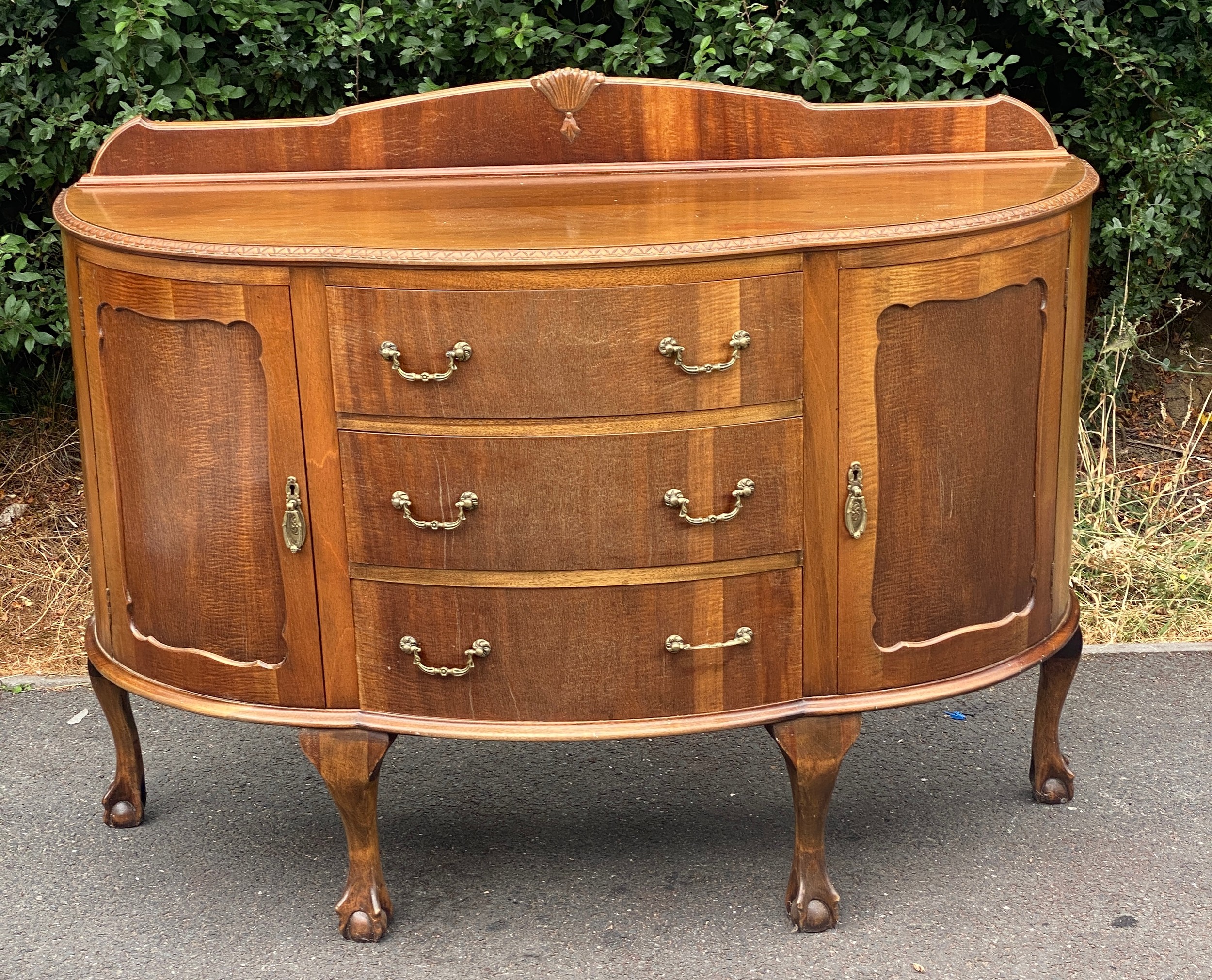 Vintage two door three drawer ball and claw sideboard with key measures approx 41.5 inches high by - Image 2 of 3