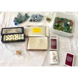 Selection of vintage and later marbles, together with various games