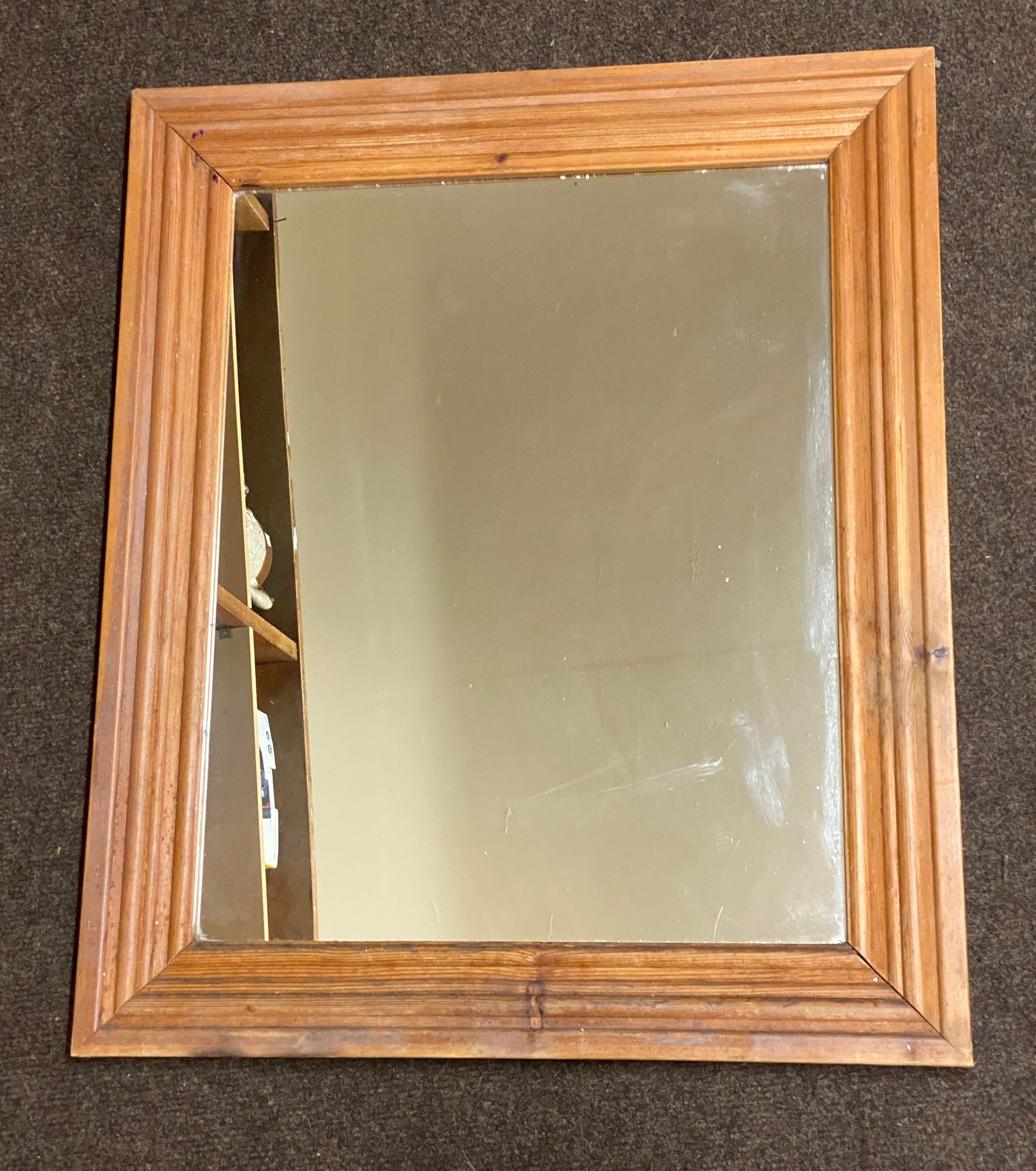 Pine framed mirror measures 25 inches by 21 inches - Image 2 of 3