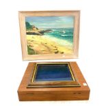 Small wooden display case , approximate measurements: 16 x 12 x 4 inches, Signed W E Walker 1958,