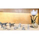 Selection of small metal animals, floral stands etc