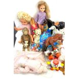 Two boxes of vintage dolls, toys and games