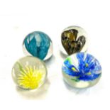 Selection of 4 vintage glass paperweights, un-named