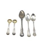 5 antique scottish silver spoons inc pair of mustard spoons weight 100g