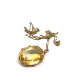 9ct gold vintage citrine pendant necklace (6.1g)