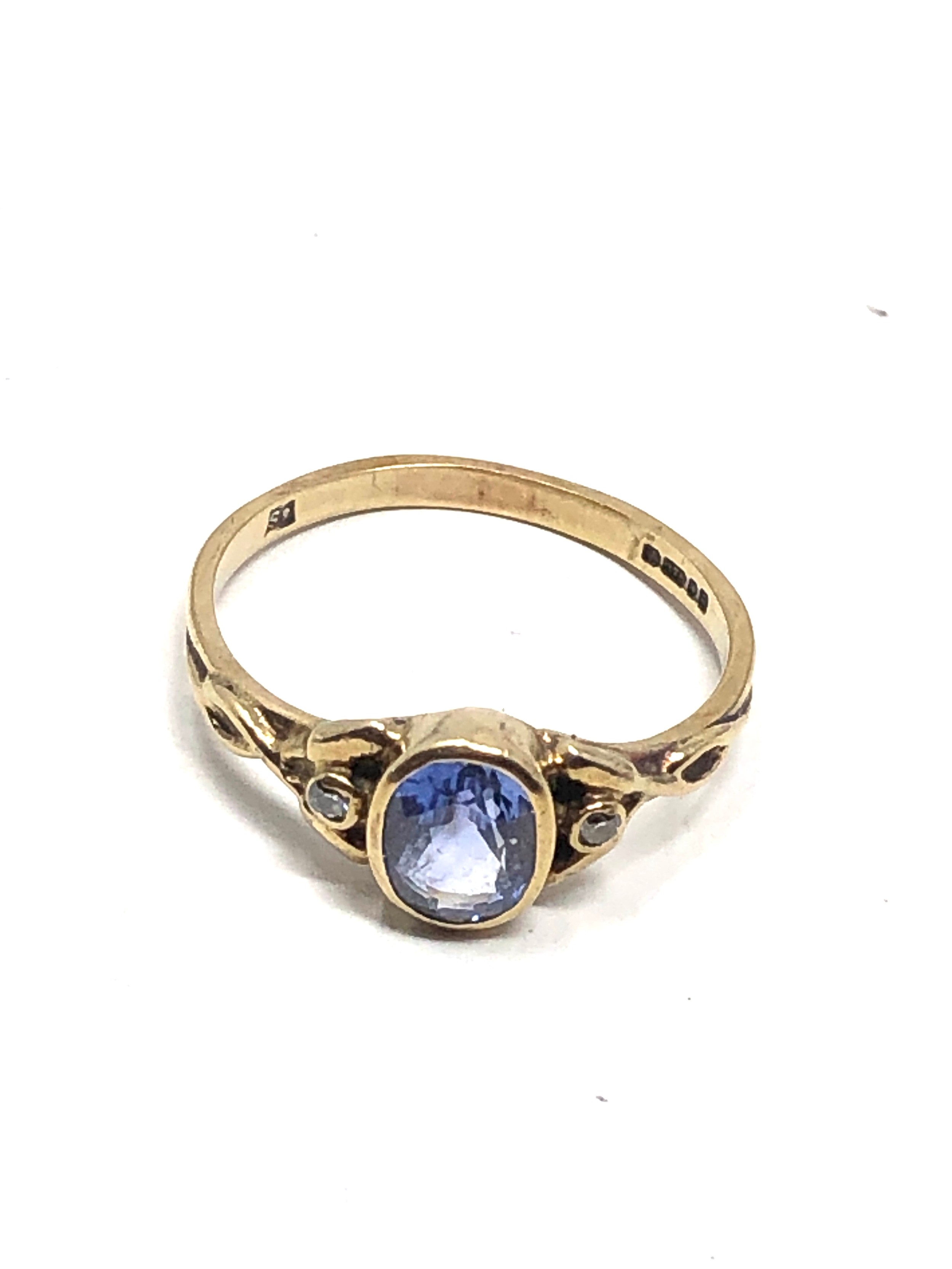 9ct gold vintage sapphire & diamond ring (2g)