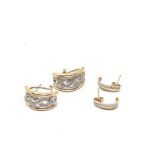 2 x 9ct gold diamond set half-hoop earrings (4.7g)