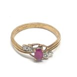 9ct gold ruby & diamond ring (1.5g)