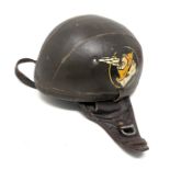 Vintage French leather Motorcycle Helmet-Bayard-circa 1950's