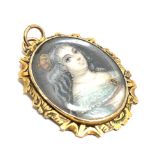 10ct antique hand painted portrait locket (3.3g)