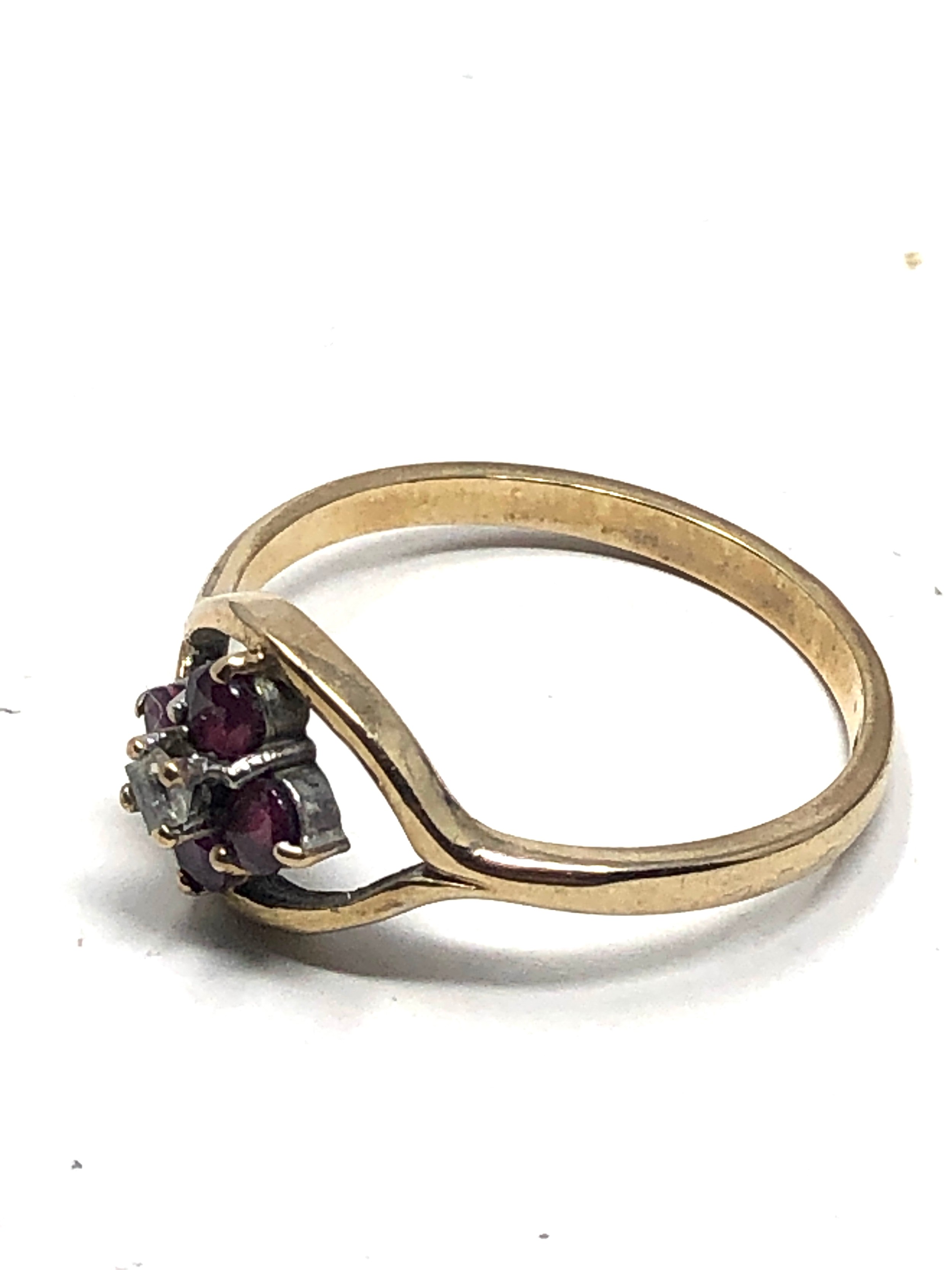 9ct gold vintage diamond & ruby ring (1.9g) - Bild 2 aus 3