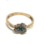 9ct gold chrysoprase & diamond ring (1.5g)