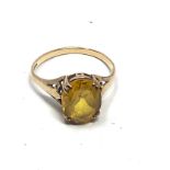 9ct gold vintage yellow synthetic sapphire solitaire dress ring (2g)