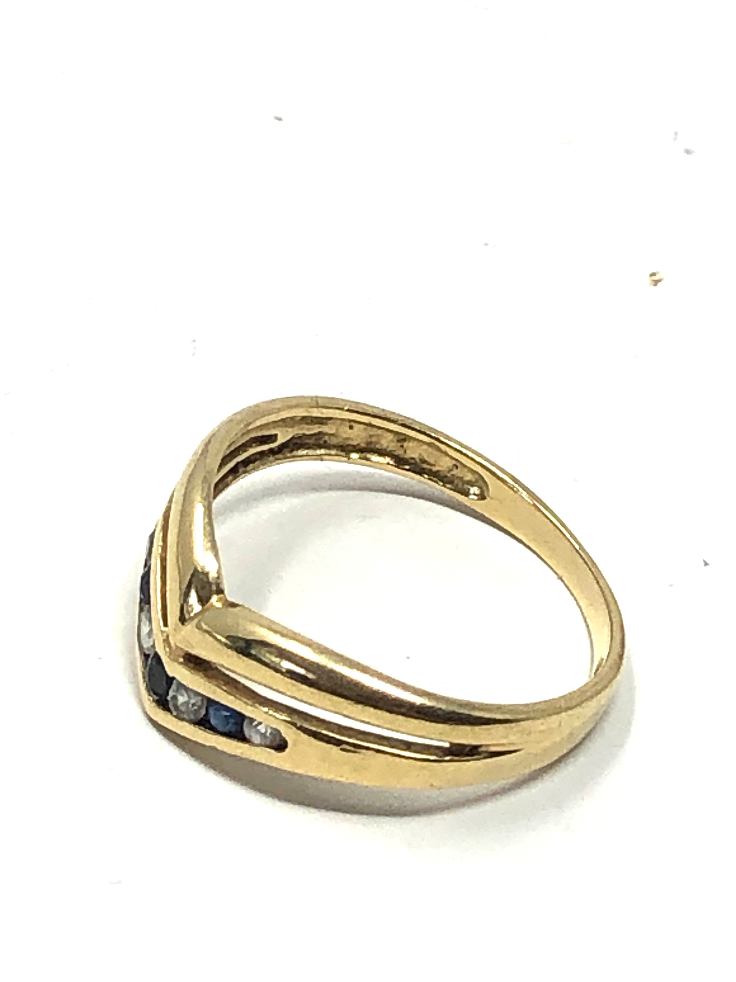 9ct gold vintage sapphire & clear stone dress ring (1.6g) - Bild 2 aus 3