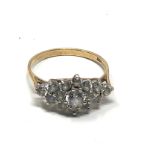 9ct gold clear stone cluster ring (1.9g)