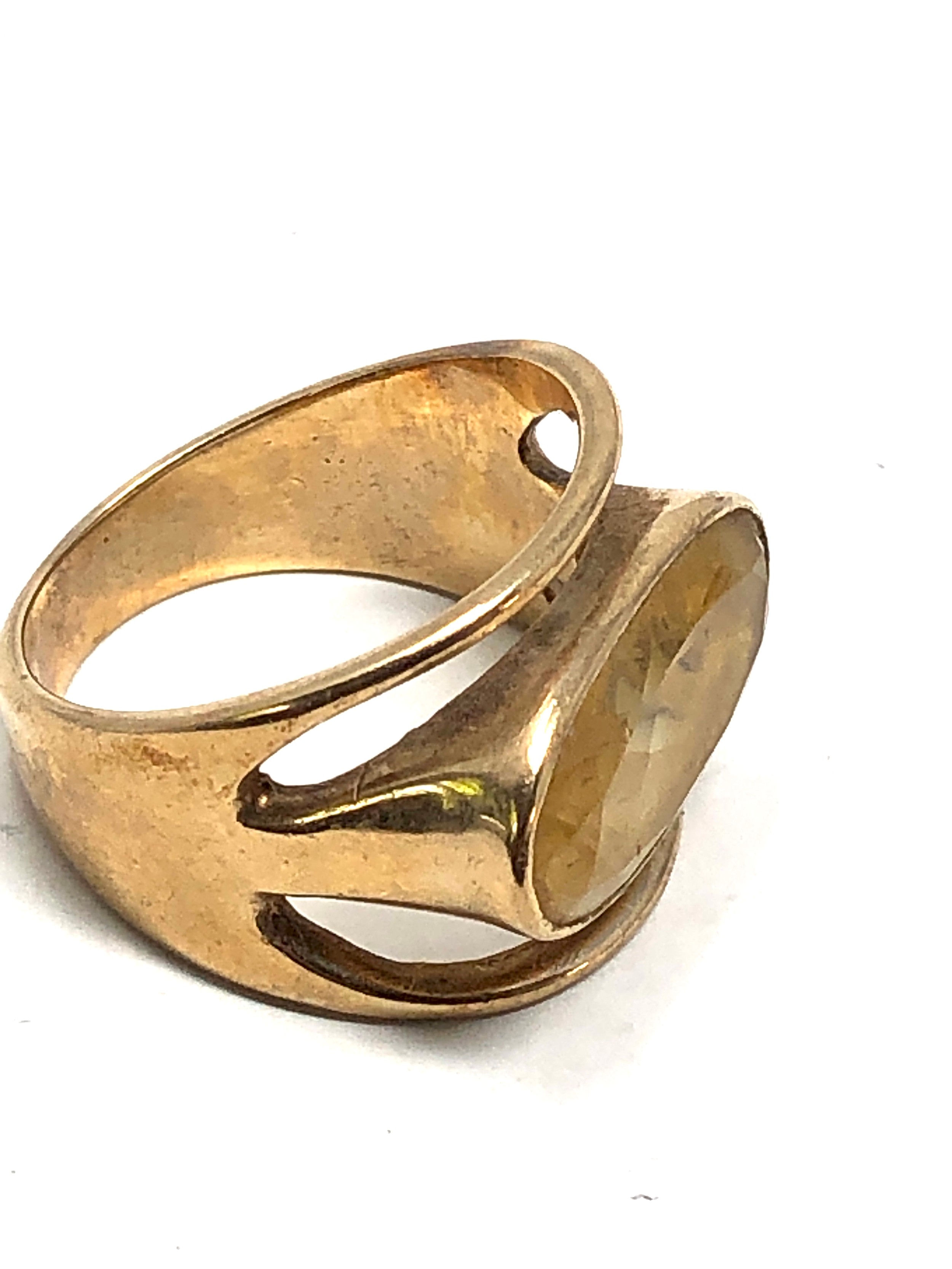 9ct gold vintage citrine solitaire cocktail ring (8.2g) - Bild 2 aus 3