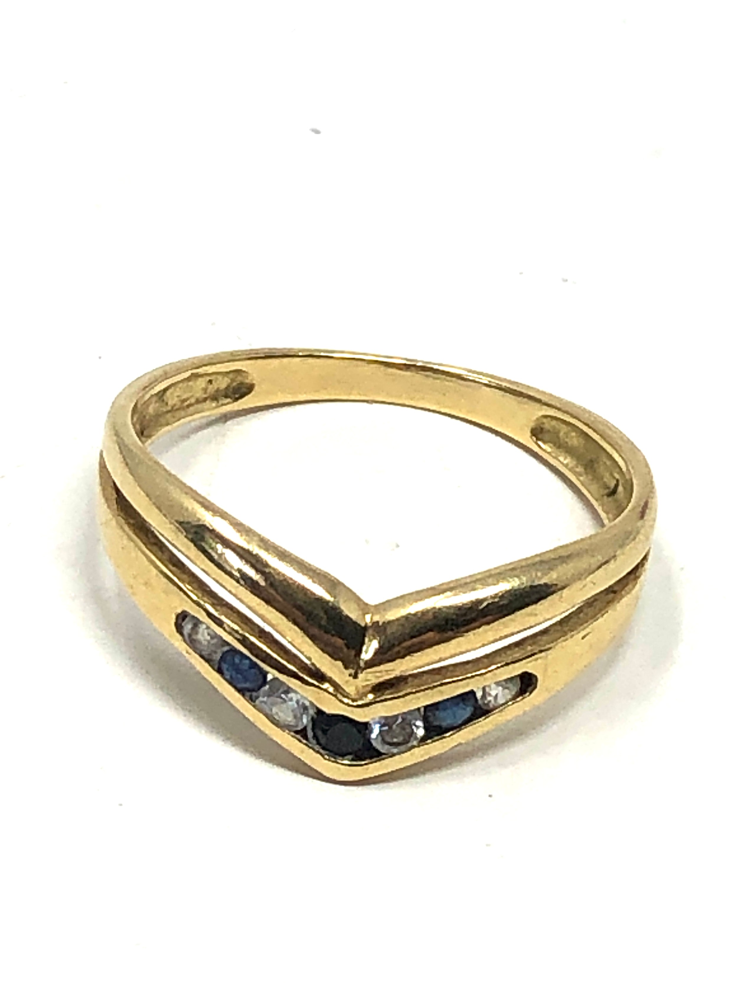 9ct gold vintage sapphire & clear stone dress ring (1.6g)