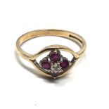 9ct gold vintage diamond & ruby ring (1.9g)