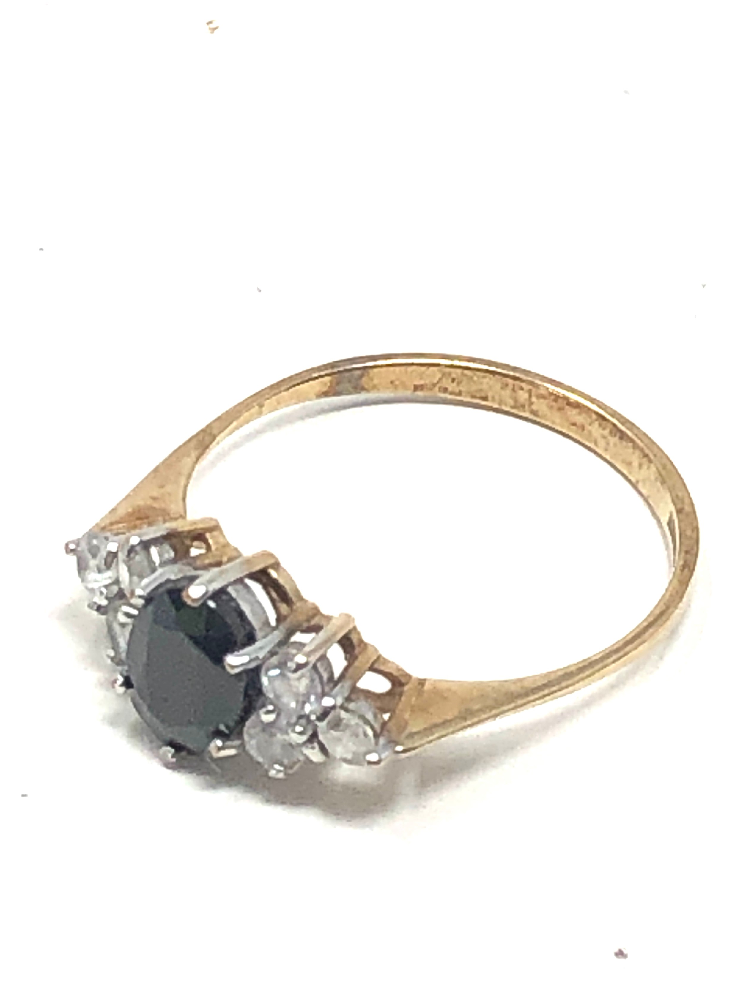 9ct gold vintage sapphire & clear stone ring (1.7g) - Bild 2 aus 3