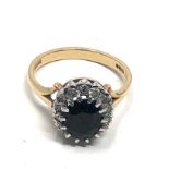 9ct gold sapphire & diamond ring (3.7g)