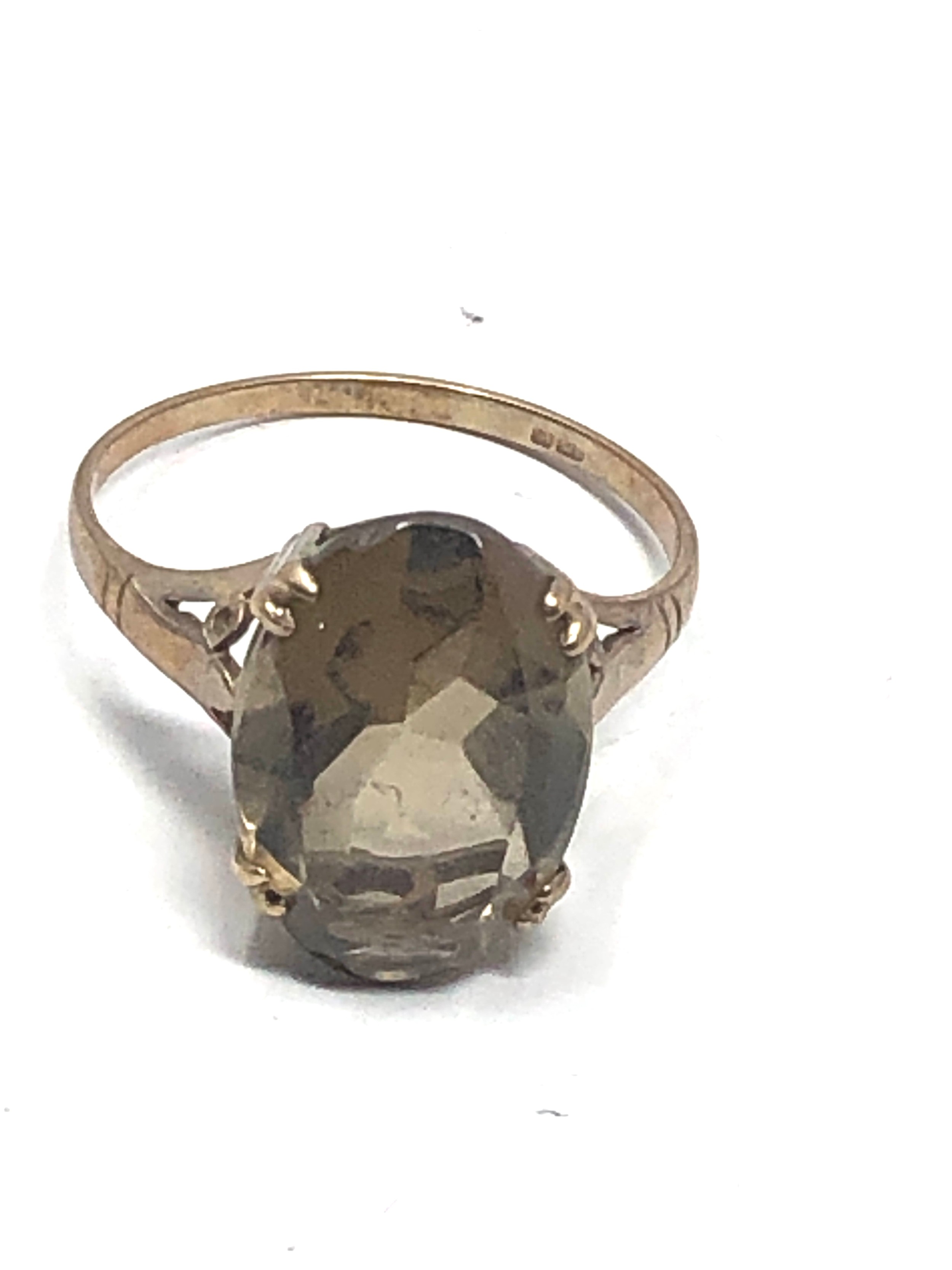 9ct gold smoky quartz ring (2.2g)